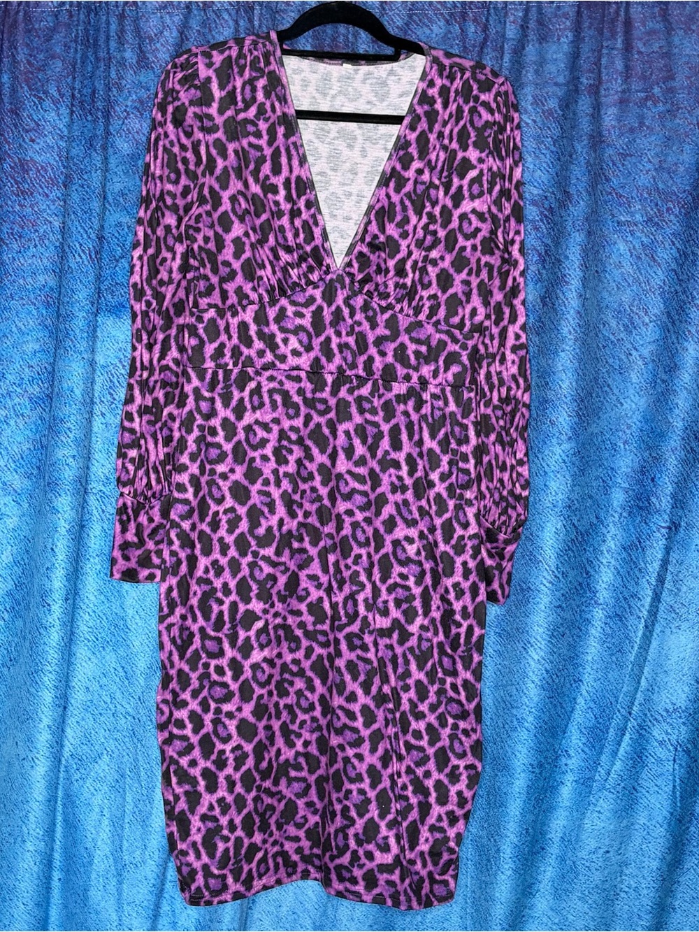 Purple Leopard Print V-Neck Dress